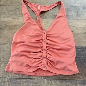 FP Movement by Free People Coral Ruched Crop Top